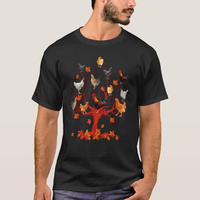 Happy Fall Y'all Chicken Tree Autumn Fall Thanksgi T-Shirt (Vorderseite)