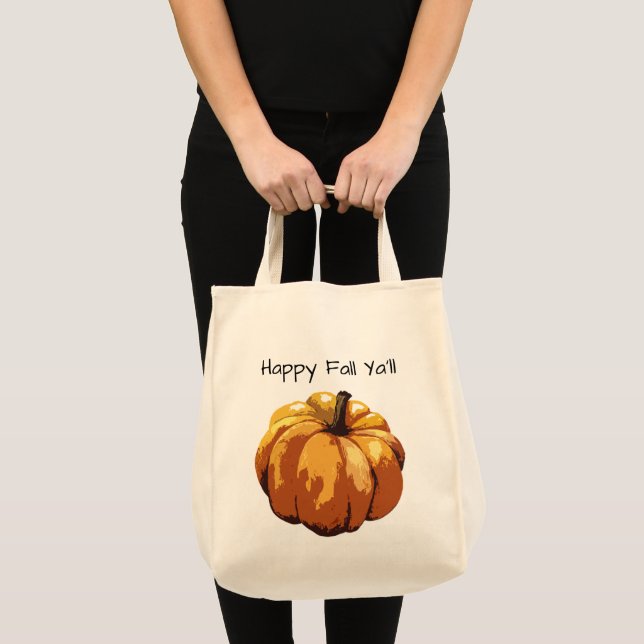 Happy Fall Ya'll Citrouille Sac fourre-tout de pei (Devant (produit))