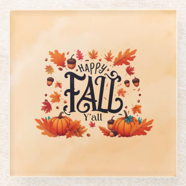 Happy Fall Y'all classic Glasuntersetzer (Vorderseite)