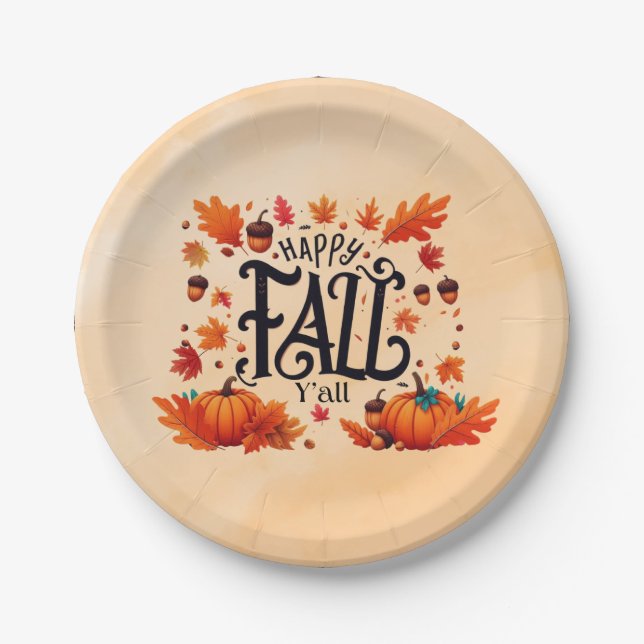 Happy Fall Y'all classic Pappteller (Vorderseite)