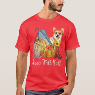 Happy Fall Yall Corgi Mama Pumpkin Fall Thanksg T-Shirt