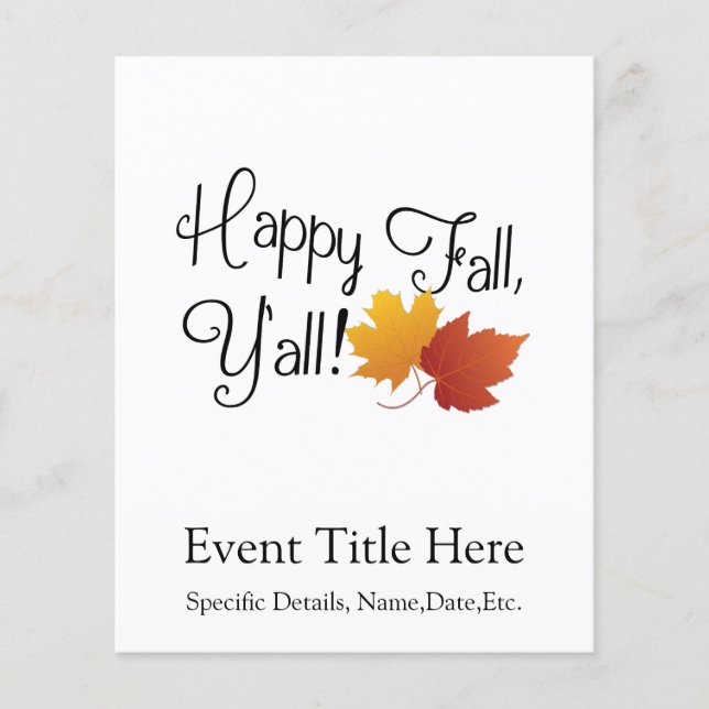 Happy Fall Ya'll Es ist Herbst Non Halloween Ernte Flyer (Vorne)