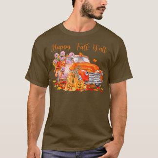 Happy Fall Y'all Flamingo Pumpkin Truck Herbst als T-Shirt