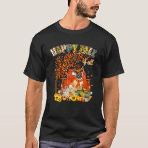 Happy Fall Y'all French Bulldog On Truck Pumpkin L T-Shirt