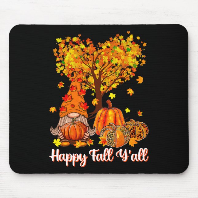 Happy Fall Y'all Funny Gnome Leopard Pumpkin Autum Mousepad (Vorne)