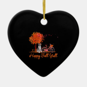 Happy Fall Yall Funny Schnauzer Dog Herbst Fahrrad Keramik Ornament