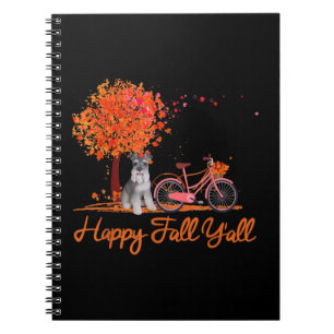 Happy Fall Yall Funny Schnauzer Dog Herbst Fahrrad Notizblock