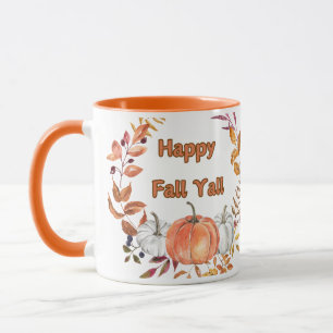 Happy Fall Y'all: Gemütliche Herbstpumpen und Blät Tasse