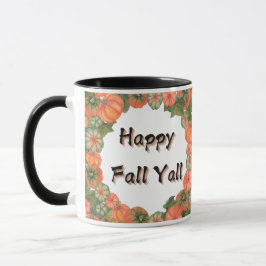 Happy Fall Y'all: Gemütliche Herbstpumpen und Blät Tasse