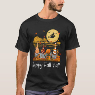 Happy Fall Y'All Gnome Friend Pumpkin Funny Herbst T-Shirt