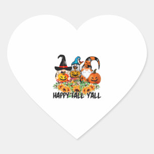 Happy Fall Y'all Gnome Leopard Gnome Sonnenblume Herz-Aufkleber