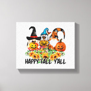 Happy Fall Y'all Gnome Leopard Gnome Sonnenblume Leinwanddruck