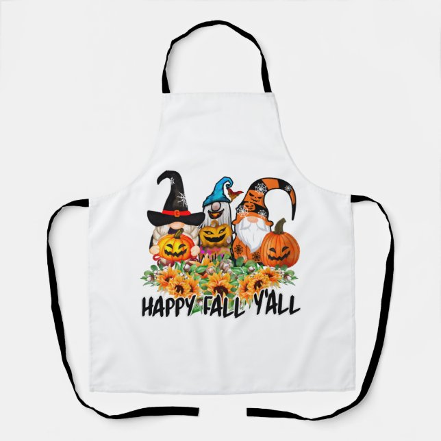 Happy Fall Y'all Gnome Leopard Gnome Sonnenblume Schürze (Vorderseite)