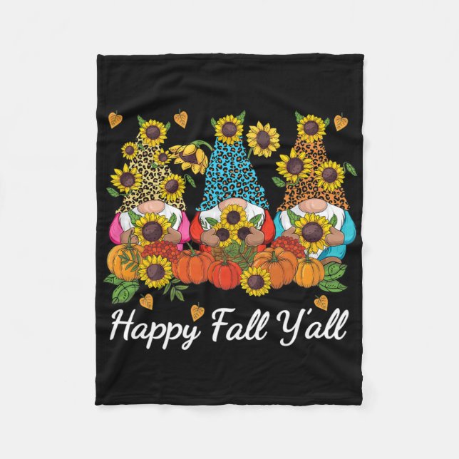 Happy Fall Y'all Gnome Leopard Pumpkin Herbst Fleecedecke (Vorderseite)