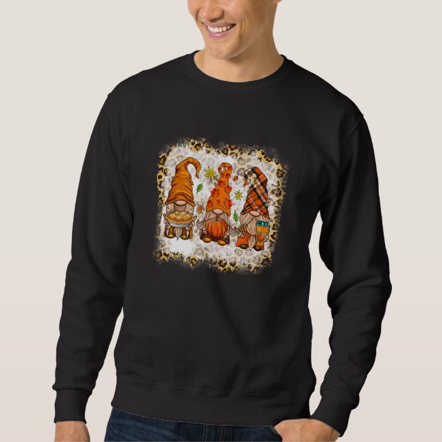 Happy Fall Y'all Gnome Leopard Pumpkin Spice Thank Sweatshirt (Vorderseite)