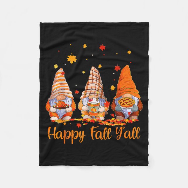 Happy Fall Y'all Gnome Pumpkin Autumn Thanksgiving Fleecedecke (Vorderseite)