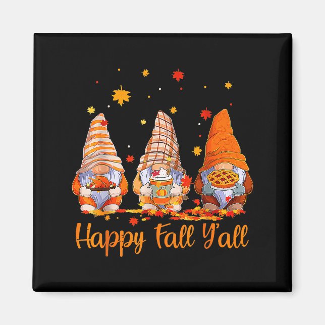 Happy Fall Y'all Gnome Pumpkin Autumn Thanksgiving Magnet (Vorne)