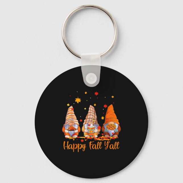 Happy Fall Y'all Gnome Pumpkin Autumn Thanksgiving Schlüsselanhänger (Vorderseite)