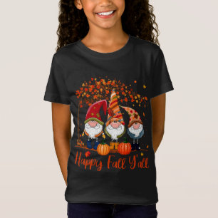 Happy Fall Y'all Gnomes Baum Pumpkin Herbst Dank T-Shirt