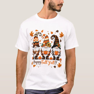 Happy Fall Y'all Gnomes, Gnomes Pumpkin Herbst T-Shirt