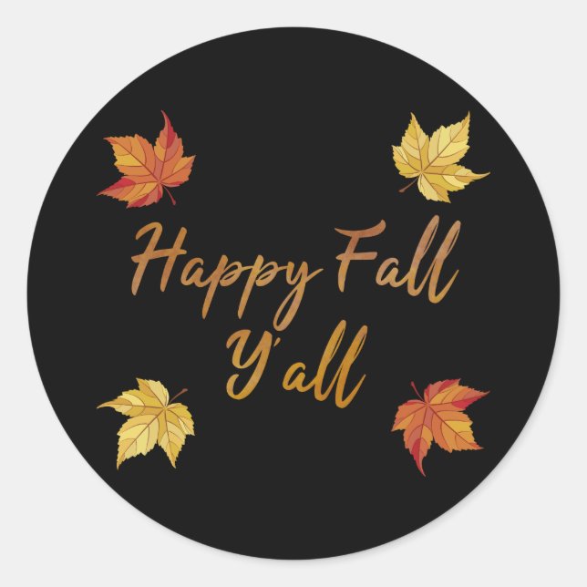 Happy Fall Y'all Herbst Ahornleaf Runder Aufkleber (Vorderseite)