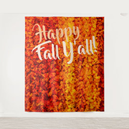 Happy Fall Y'all Herbst Herbstlaub Party Hintergru Wandteppich
