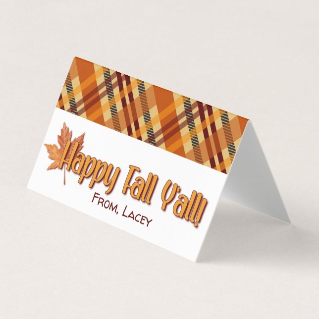 Happy Fall Y'all Herbst Leckerei Beutel Topper Visitenkarten (Vorderseite)