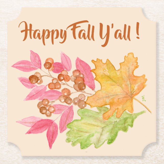 Happy Fall Y'all ! Herbstleaves Untersetzer (Vorderseite)