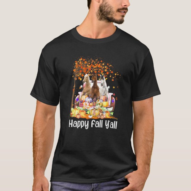 Happy Fall Y'all Horse Halloween Pumpkin Herbst Th T-Shirt (Vorderseite)