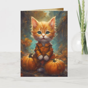 Happy Fall Y'all Kitten, Pumpkin Patch Cat Karte