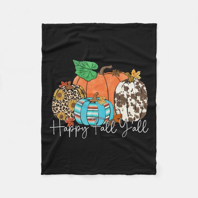 Happy Fall Y'all Leopard Pumpkin Herbstsaison als Fleecedecke (Vorderseite)