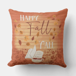 Happy Fall Y'all mit Kaffee und Herbst Blätter Kissen