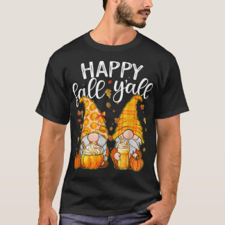 Happy Fall Yall Niedlich Gnomes Couple mit Pumpkin T-Shirt