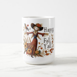 Happy Fall Yall Niedlich Scarecrow und Herbstblätt Kaffeetasse