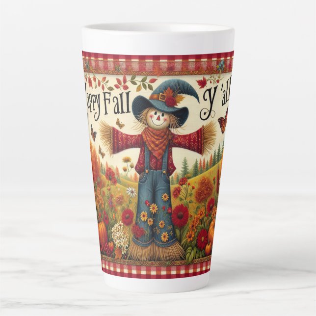 Happy Fall Yall Niedliche Folklore Kunstschätze Milchtasse (Vorderseite)