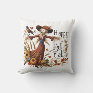 Happy Fall Ya'll Niedliche Skepsis und Herbstblätt Kissen