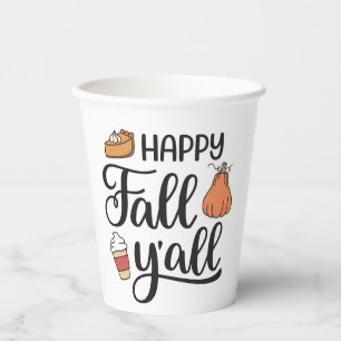 Happy Fall Y'all Pappbecher
