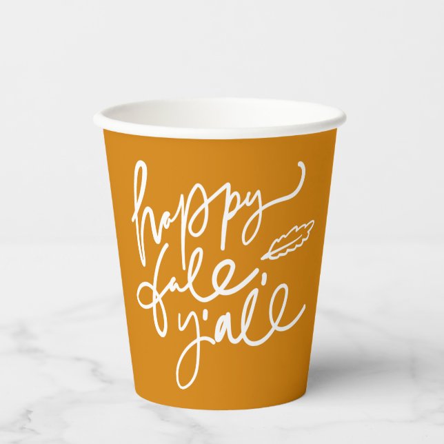 Happy Fall Y'all Pappbecher (Vorderseite)