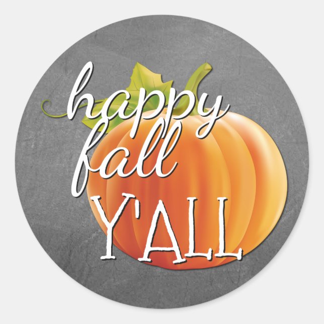 Happy Fall Yall Pumpkin auf Blackboard Runder Aufkleber (Vorderseite)