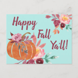 Happy Fall Y'all Pumpkin Postkarte