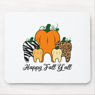 Happy Fall Y'all Pumpkin Tooth Leopard Zebra Hallo Mousepad