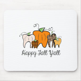 Happy Fall Y'all Pumpkin Tooth Lepard Halloween De Mousepad