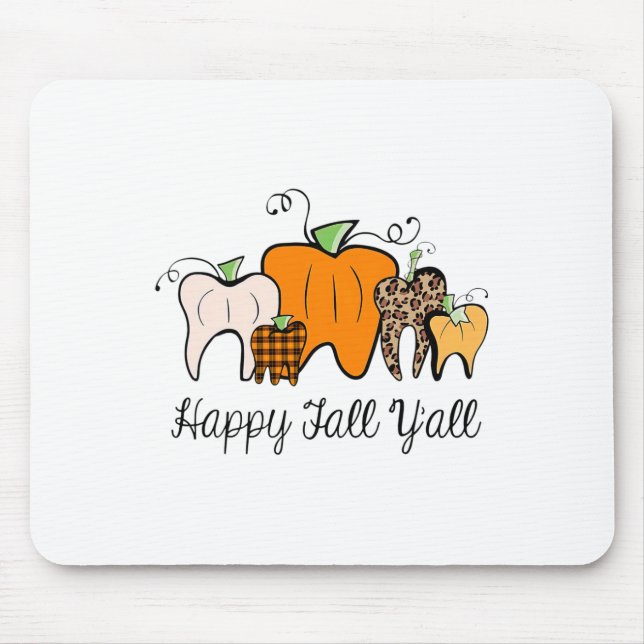 Happy Fall Y'all Pumpkin Tooth Lepard Halloween De Mousepad (Vorne)