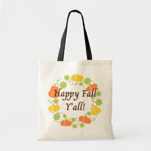 Happy Fall Y'all Pumpkin Wreath Tote Bag Tragetasche