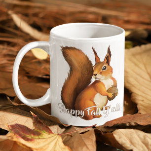 Happy Fall Yall Quote And Cute Squirrel Motiv Kaffeetasse