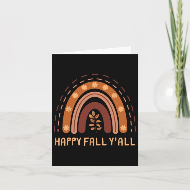 Happy Fall Y'all Rainbow Maple Blätter Herbst Karte (Vorderseite)