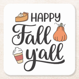 Happy Fall Y'all Rechteckiger Pappuntersetzer
