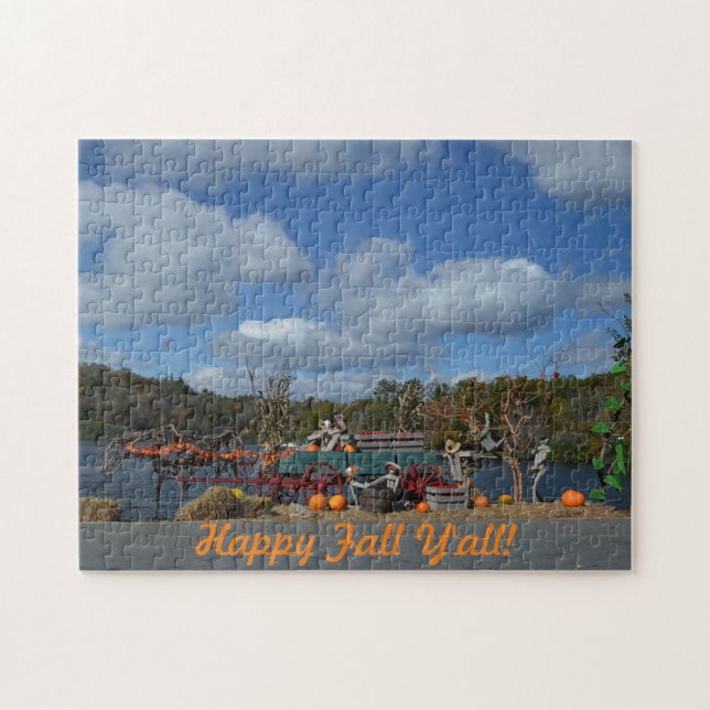 Happy Fall Y'all Rustic Autumn Display Foto (Horizontal)
