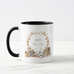 Happy Fall Y'all   Rustikale Aquarellbilder Tasse