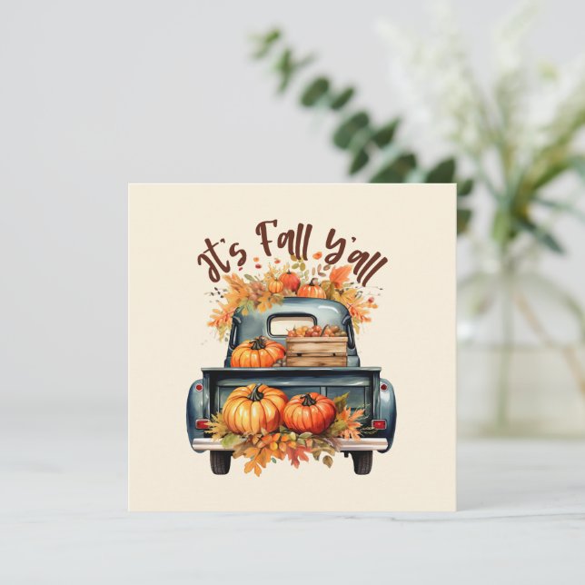 Happy Fall Y'all - Rustikaler LKW mit Pumpkins (Stehend Vorderseite)